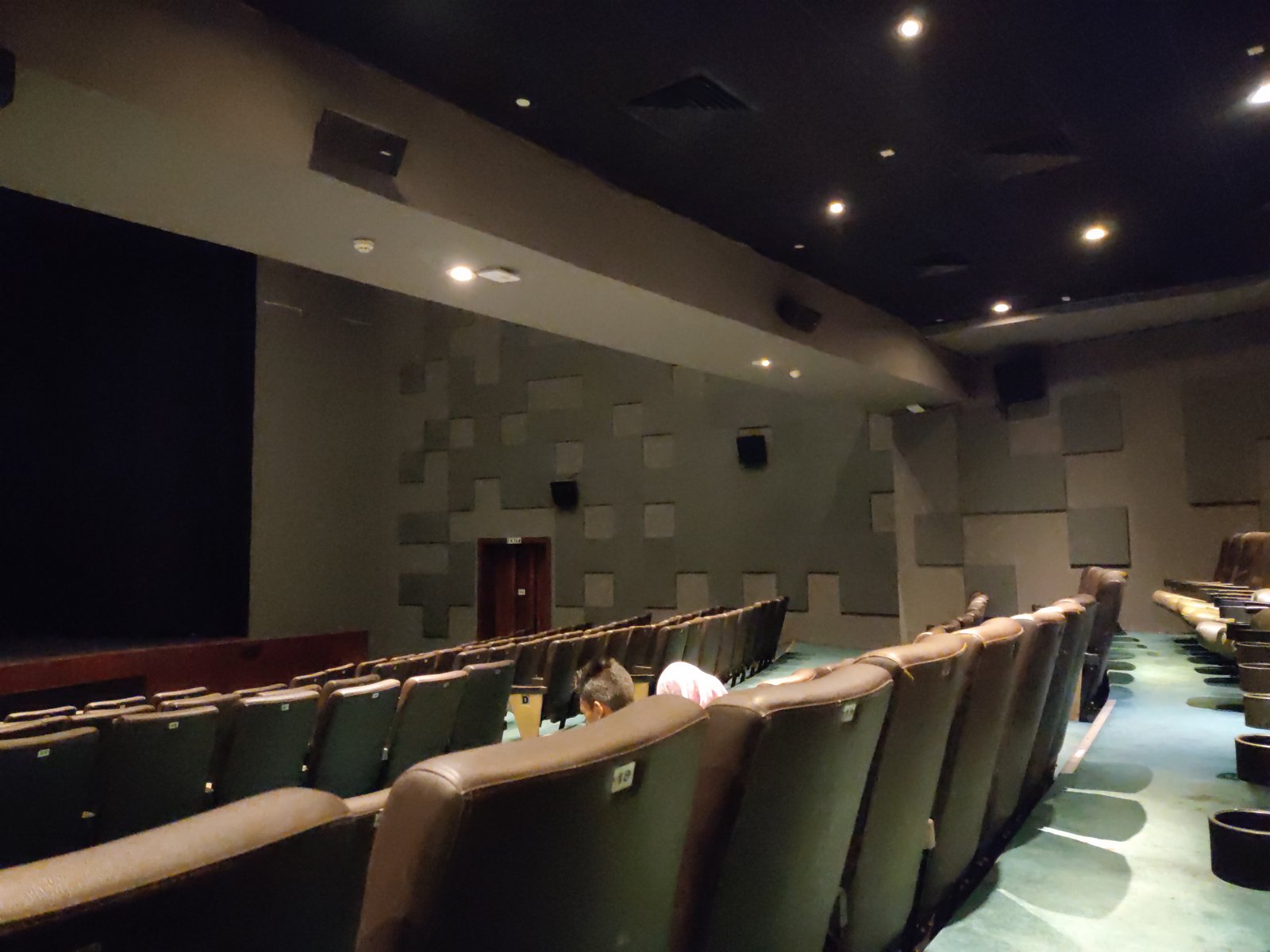 Interior of an Indian cinema auditorium screen and seating