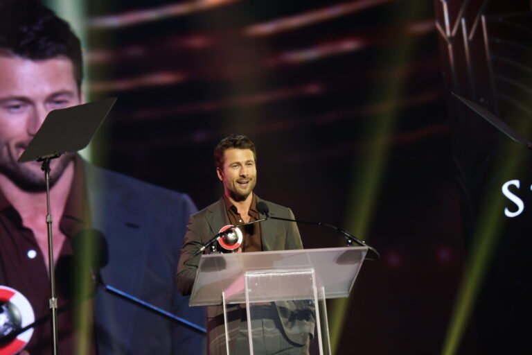 Glen Powell at CinemaCon 2025, where he was honored with the Star of the Year award