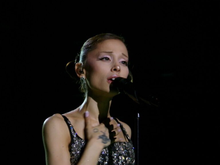 Ariana Grande singing at the Eternal Sunshine tour in Brooklyn, New York, 2026